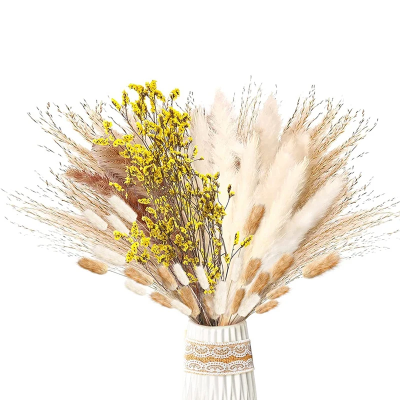 

Сушеные пампасные травы, набор из 46 сушеных цветов, украшение из пампасной травы, Натуральные сушеные цветы, букет, композиция