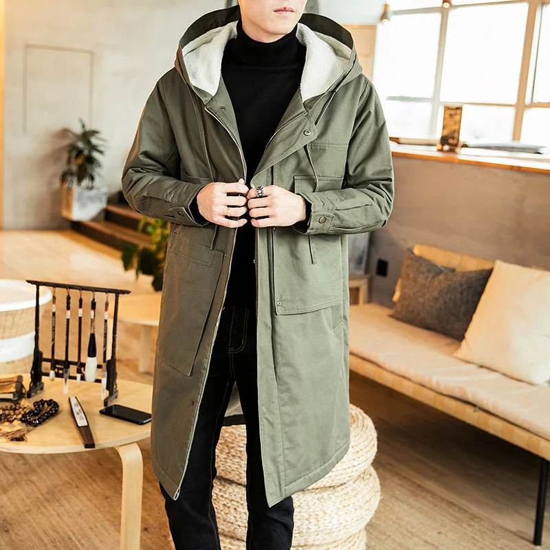 Зимняя куртка из овечьей шерсти Мужская ветровка средней длины повседневное