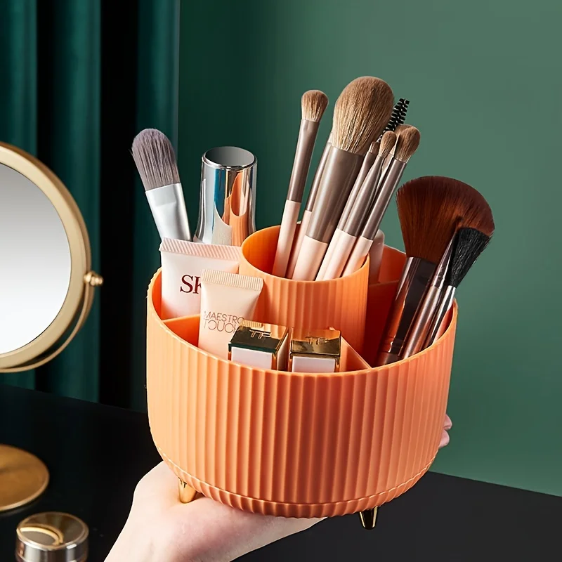 

360 Rotatable Makeup Brush Storage Box Ins Eyebrow Pencil Lipstick Storage Box Transparent Large-capacity Brush Storage Bucket