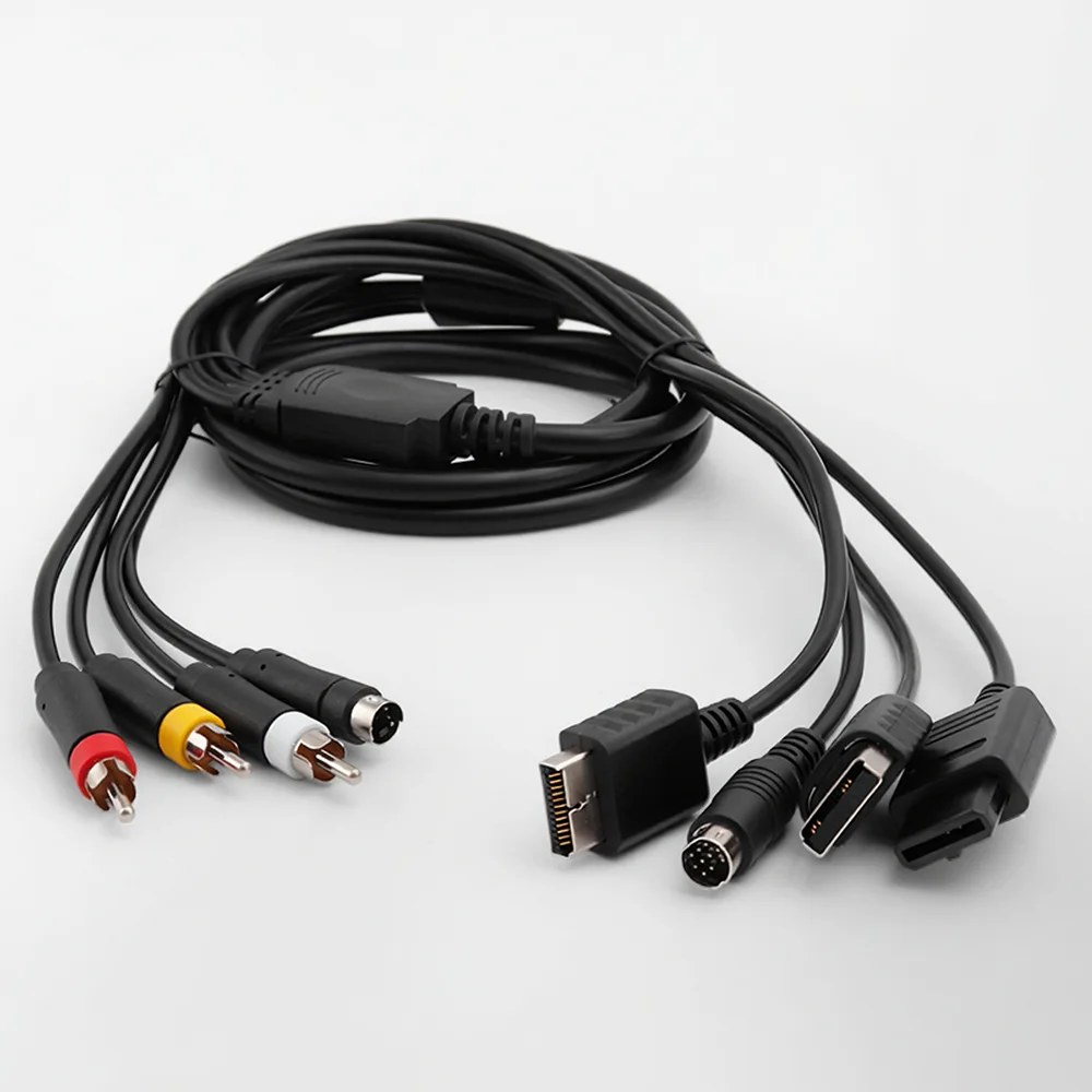 Фото Многофункциональный кабель 4 в 1 AV S-Video для игровых консолей Sega Saturn SS DC PS1 PS2 SNES SFC N64 NGC №1