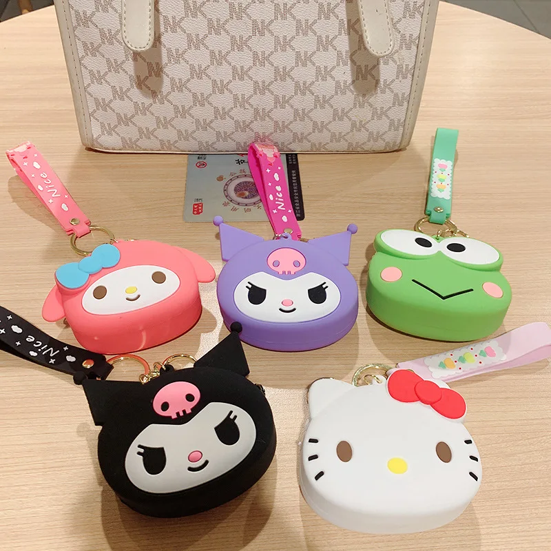 

Kawaii Sanrio, Hello Kitty Cinnamoroll Kuromi, кошелек для монет, брелок, маленькая сумочка с подвеской из силикагеля, маленькая сумочка для студентов