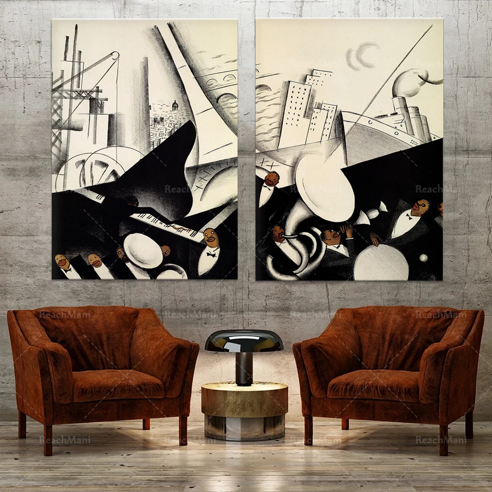 Плакат Paul Colin Jazz Art Prints-Vintage Prints Deco Tumulte Noir Orchestra