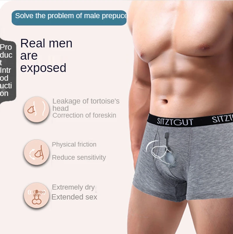 Sex Men Open Hole Breathable Underwear Penis male bullet separation for Reduce Sensitivity  of Glans Comfortable Soft underwear