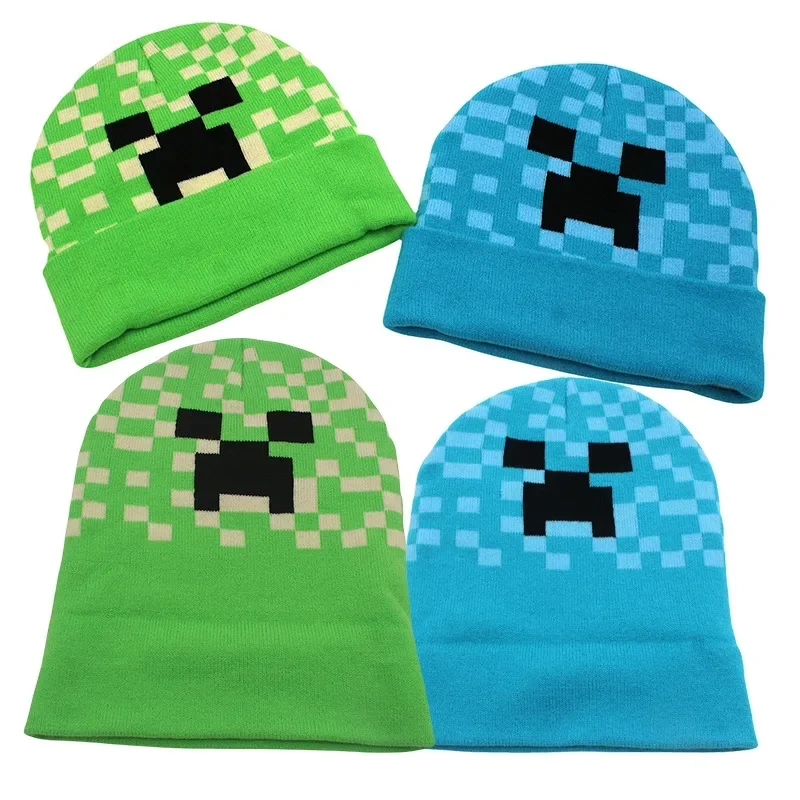Minecraft Creeper шапка для взрослых и детей в стиле аниме с вышивкой вязаная
