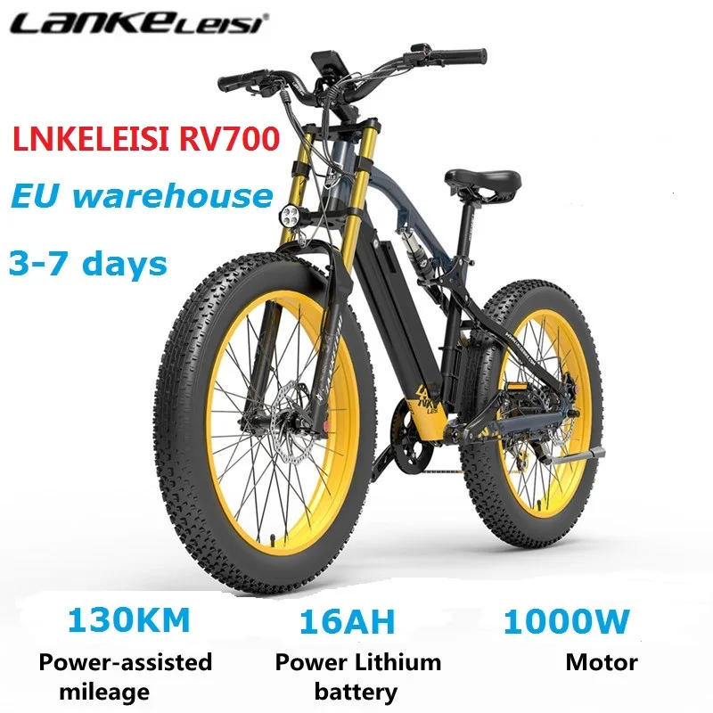 

EU Stock LANKELEISI RV700 Electric Bicycle 1000W Brushless Motor 48V 16AH Cruiser Mountain Beach City Ebike Electric Bike Velo