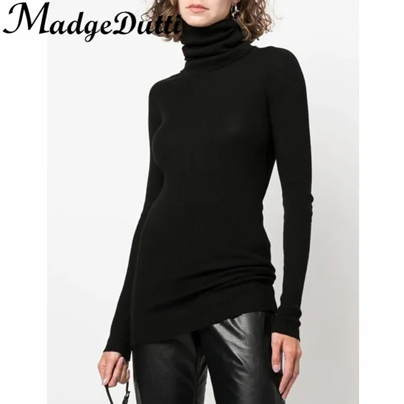 

11.18 MadgeDutti Wool Knitted Basics Top Solid Turtleneck Keep Warm Long Sleeve Slim Sweater Women