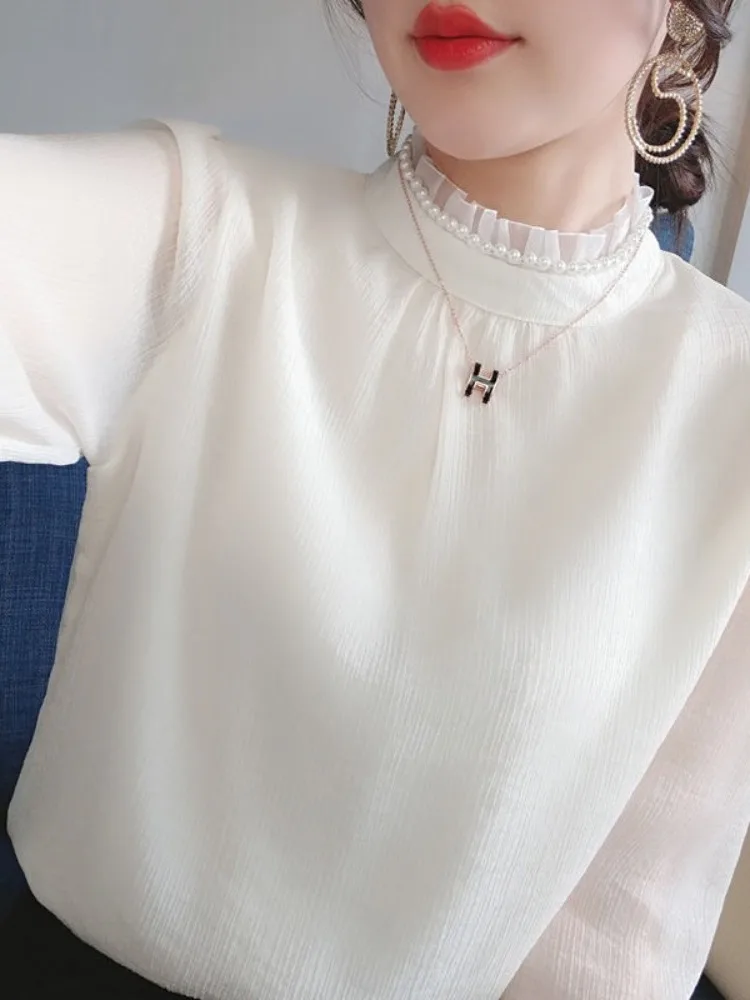 Шифоновая рубашка Fairy на флисовой подкладке женская осенне-зимняя новинка с