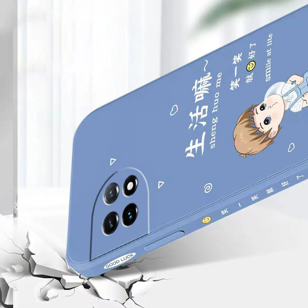 Phone Case For Oneplus 11 10 9 9R 9RT 8 8T 7 7T 5 5T 6 ACE 2 2V NORD Pro Liquid Case Funda Cqoue Happy Cartoon Astronaut Space