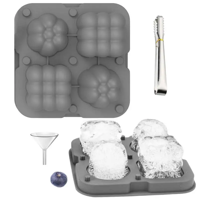 

Big Ice Ball Maker With Lids Silicone 4 Grids Ice Cube Trays Mold Kitchen Accessories For Cocktail Whiskey Bourbon