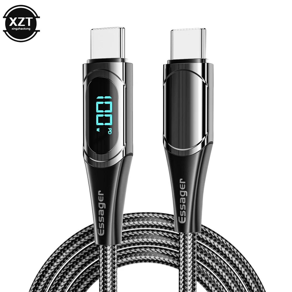 

100W/5A PD Fast Charging Charger Wire Cord Essager USB Type C To USB C Cable For Macbook Xiaomi Samsung Type-C USBC Cable 2M