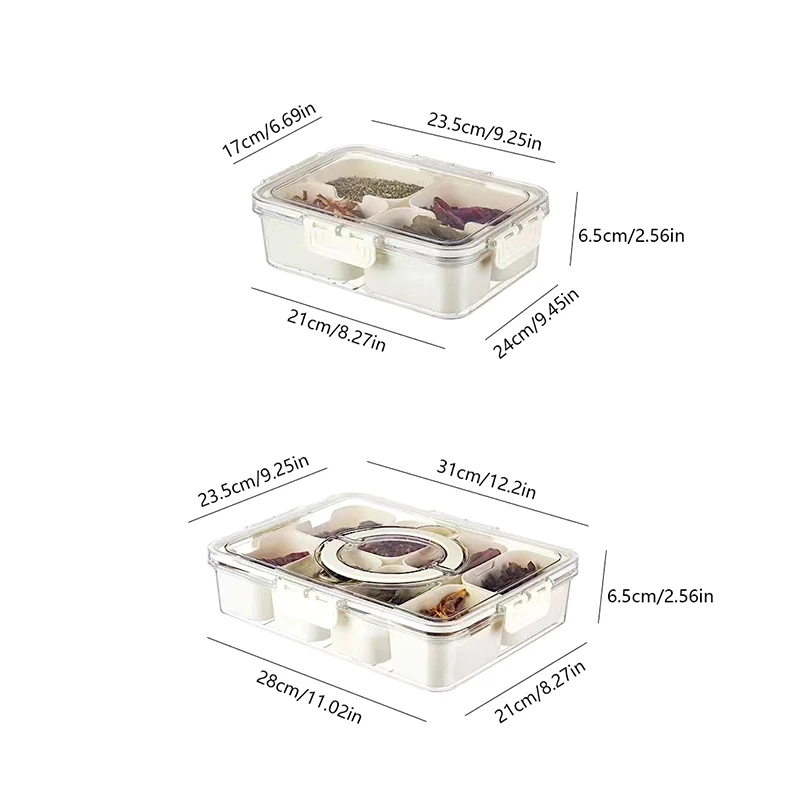 Новый портативный разделенный сервировочный поднос с крышкой на 4/8 ячеек для
