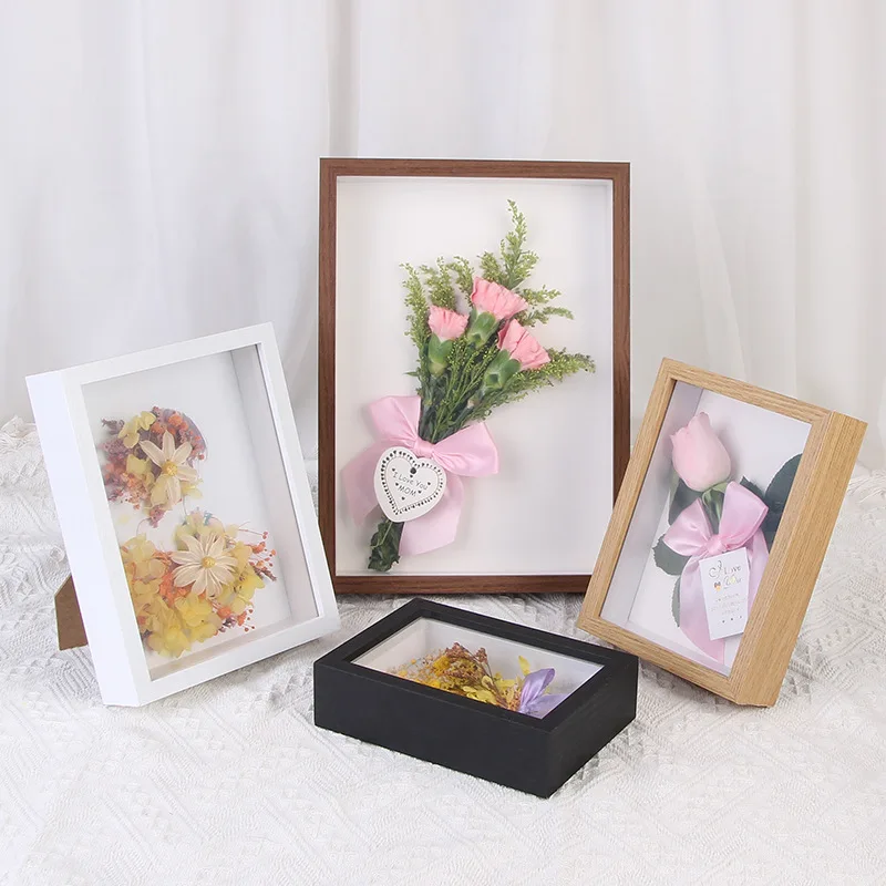 Multipurpose Deep 3d Frame for Dried Flowers Wooden Photo Frame 3cm Depth Nordic Shadow Box Picture Specimens Holder Wall Decor