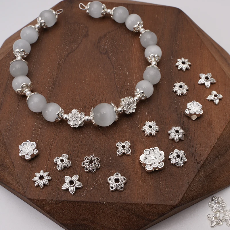 7/8/10 мм серебряный цвет цветок лотоса сплав колпачки для бусин свободные