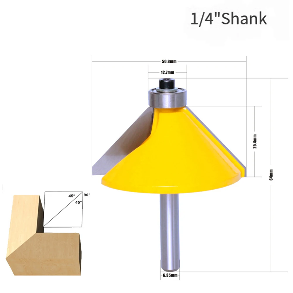 6 35 мм 1/4 ручка 45 градусов хвостовик Угловое округление сверху фреза с подшипником
