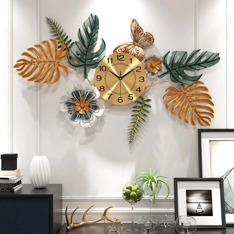 

Living Room Background Dining Room Clock Nordic Light Luxury Wall Clock Wall Decorations Art