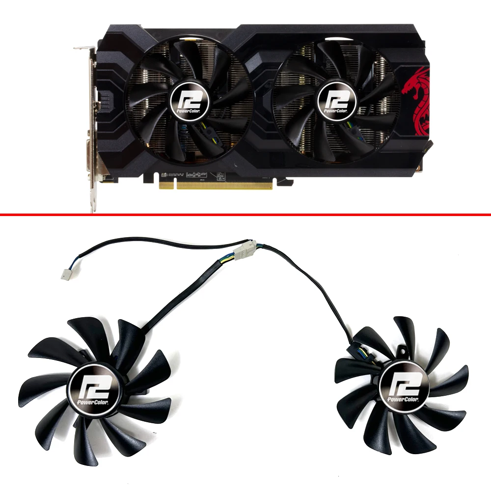 Новый вентилятор охлаждения 85 мм T129215SU 4PIN RX480 GPU для PowerColor Red Dragon Radeon RX 580 2048SP 8 ГБ GDDR5