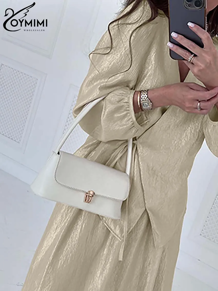 Oymimi Fahsion Свободный комплект из двух предметов цвета хаки для женщин Повседневные