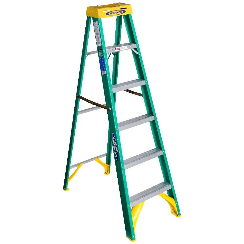 

5906 6' Fiberglass Step Ladder with Yellow Top 22lb. Load Capacity Type II Duty Rankings