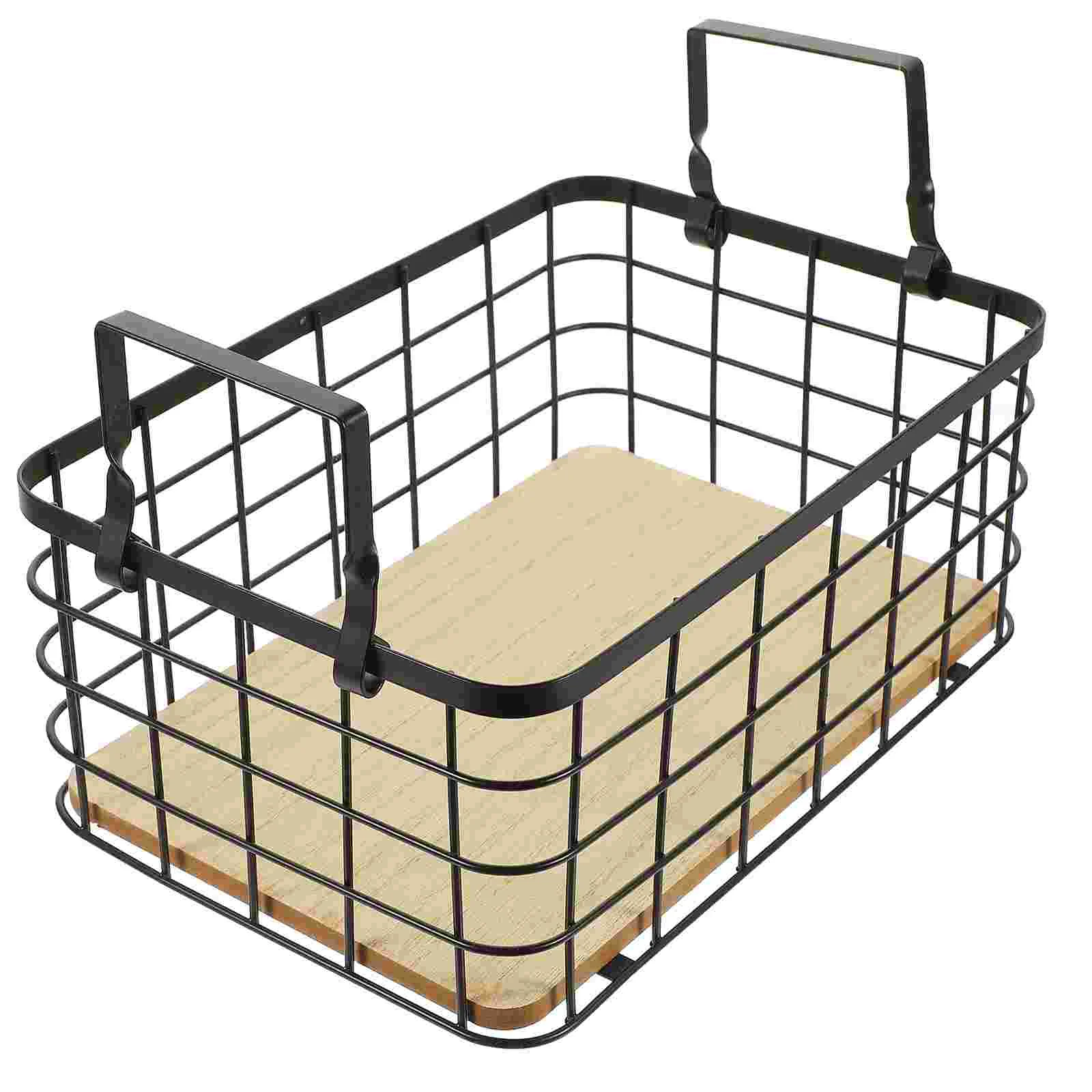 

Baskets Basket Bathroom Wire Organizer Decorative Fruit Metal Kitchen Pantry Bread Snack Black Vegetable Organizing Freezer Bin