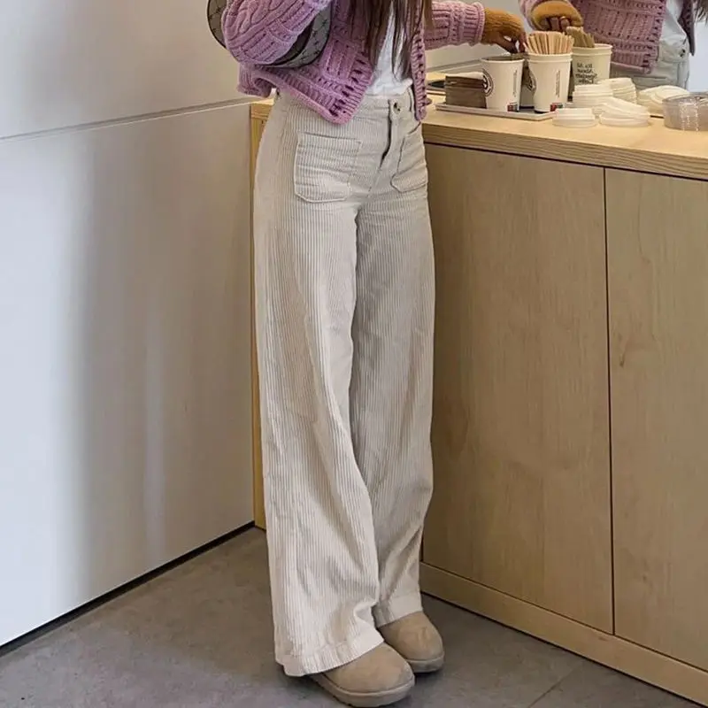 Осенние мешковатые вельветовые брюки Deeptown женские корейские модные офисные