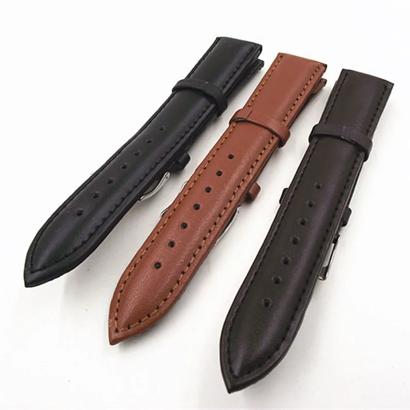 Wholesale High Quality 50PCS/Lot 20MM Genuine Leather Watch Band Watch Strap Watch Parts-Black ,Brown,Coffee Color-0201108