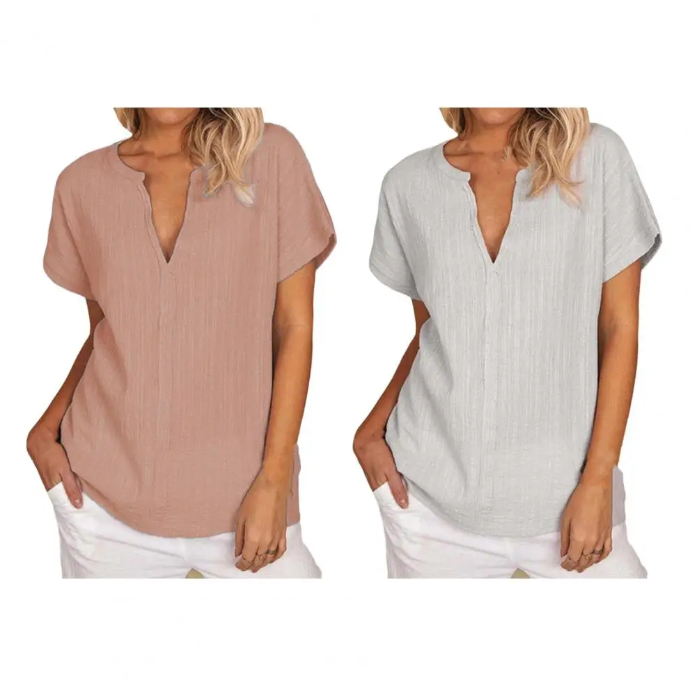 

Trendy Women Shirt Soft Texture Summer Top All Match Short Sleeve Thin Casual Shirt Anti-Pilling