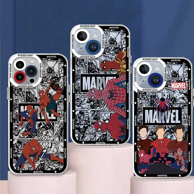 Прозрачная фотография для Oppo A95 A93 A76 A74 A55 A54 A53 A35 A9 A16 A12 A7 F11 F19 RENO 5 6 Marvel Мультфильм Человек-паук три поколения