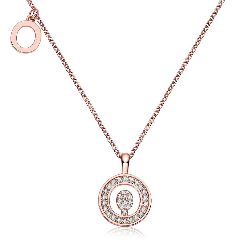 

Custom Jewellery 26 English Alphabet O Letter Pendant 925 Silver Rose Gold Plated 0.24Ct Moissanite Silver Necklaces Jewelry