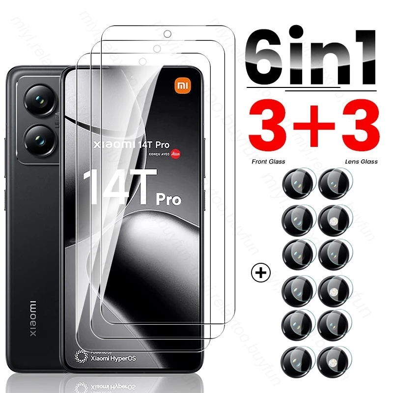 6 в 1 9H закаленное стекло Защита экрана для Xiaomi 14 T Pro 5G Защитное камеры Xiomi Mi 13T 12T 11T