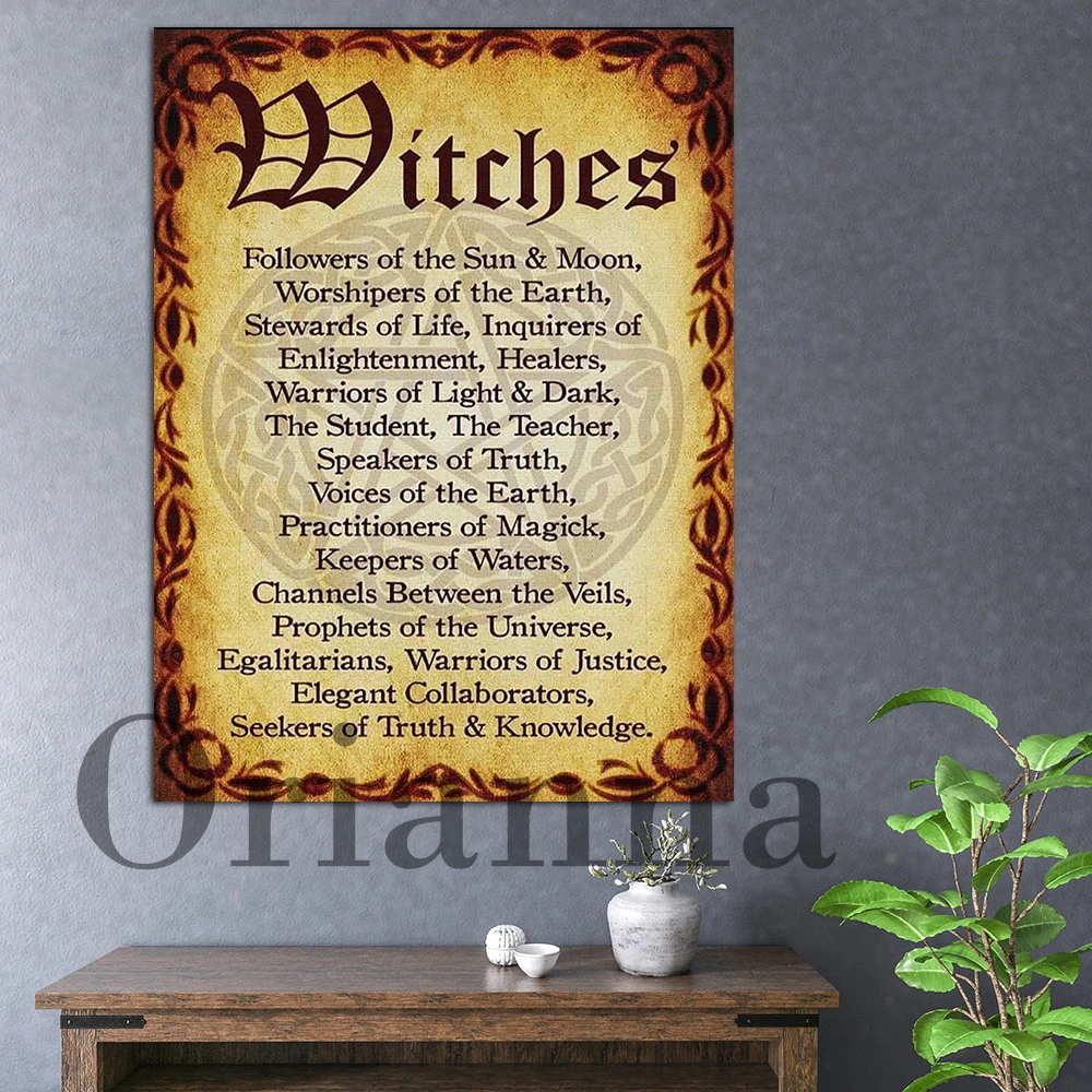 Холщовый постер с ведьмами настенное искусство принтом ведьмы декор на Хэллоуин