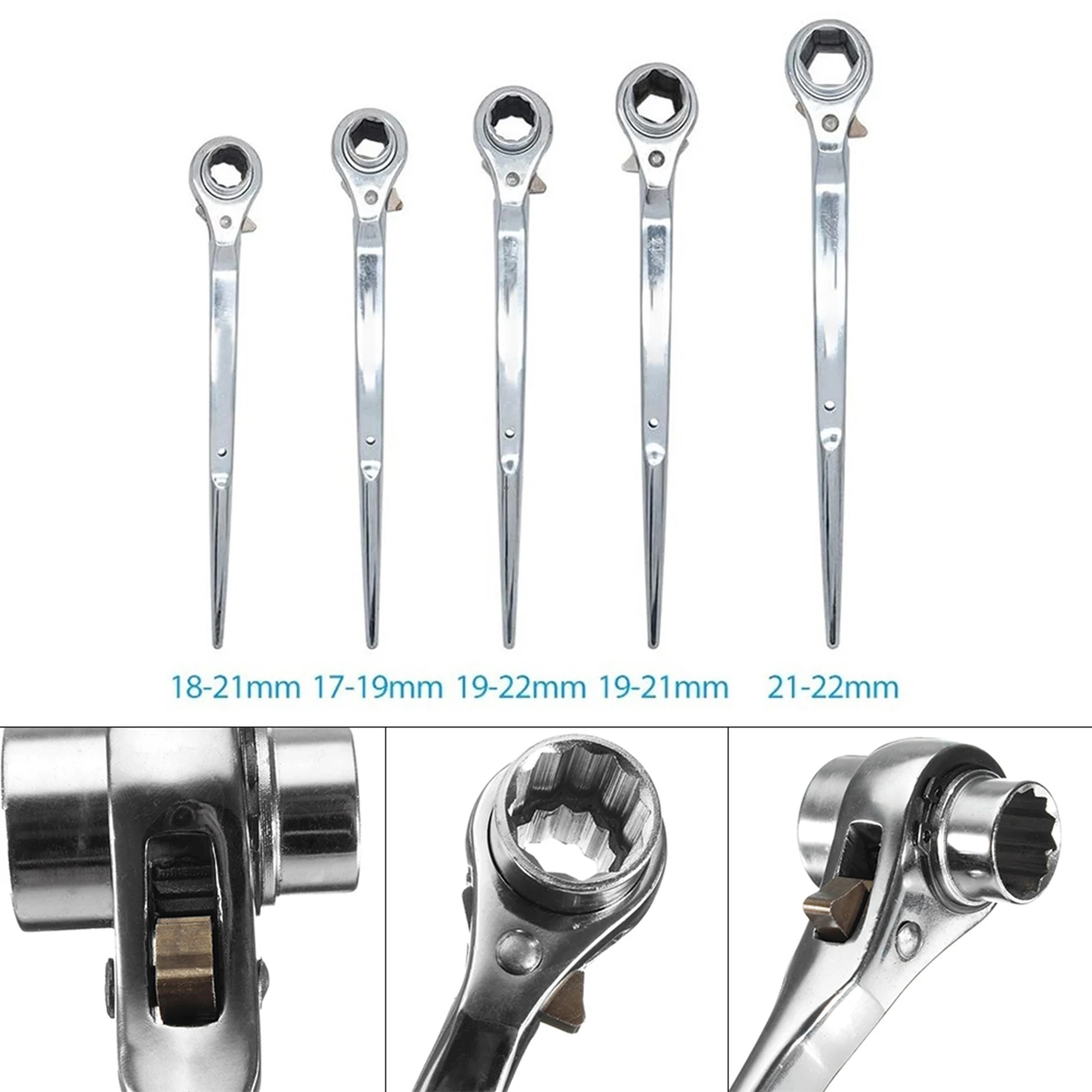 

1pc Ratchet Wrench 17-22mm Universal Head Sharp End Socket Podger Spanner Tail Ratchet Wrench Equipment Hand Tools