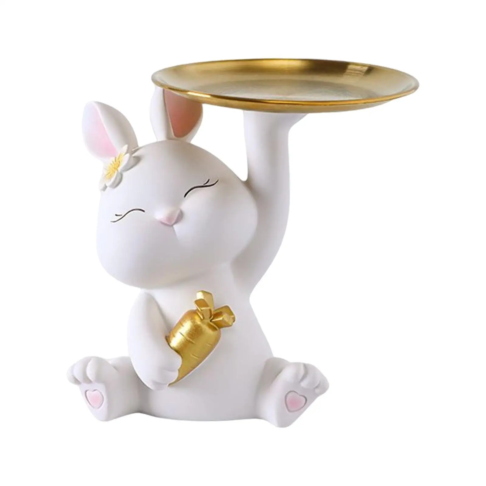 

Bunny Statue Storage Tray Miniature Figurine Ornament for Tabletop Apartment