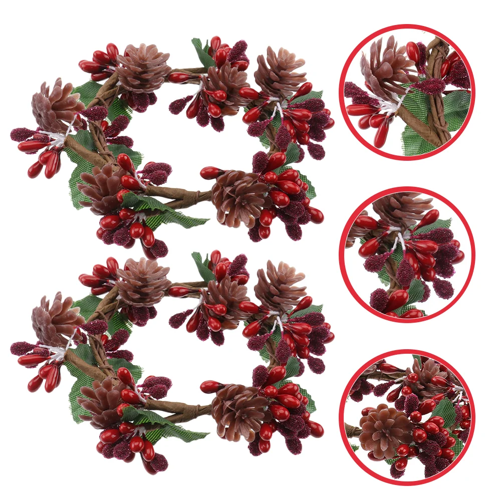 

2Pcs Christmas Garland Rings Small Simulation Berry Wreaths Christmas Decorations