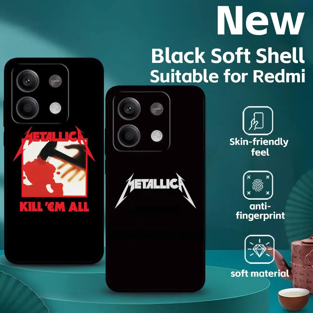 Фото Чехол для телефона Cool Band M-METALLICAS для Xiaomi Redmi 14C 13C 12C Note 15 14 13 12 11 Pro Plus S, мягкий черный чехол для телефона №4