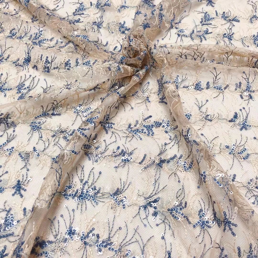 Популярное Африканское бежевое Сетчатое кружево с вышивкой и красивым узором из