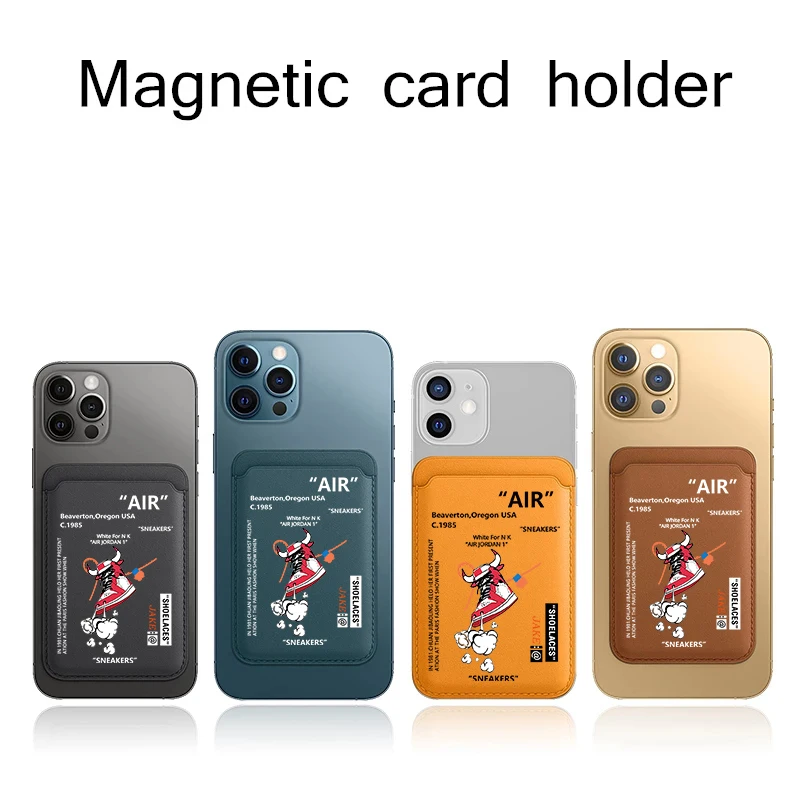 

AIR Sports Brand Off Sneaker Labels PU Leather Card Holder For Magsafe Magnetic Card Bag Wallet Case For iPhone 12 13 14 white