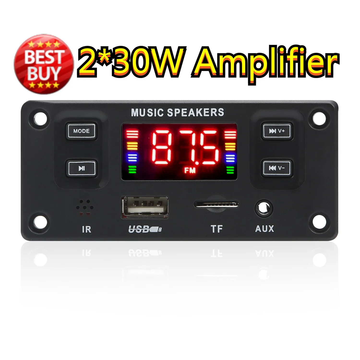 

6V 18V 60W Amplifier Bluetooth 5.0 MP3 Decoding Board Module Wireless Car MP3 Player TF Card Slot FM with Microphone Handsfree