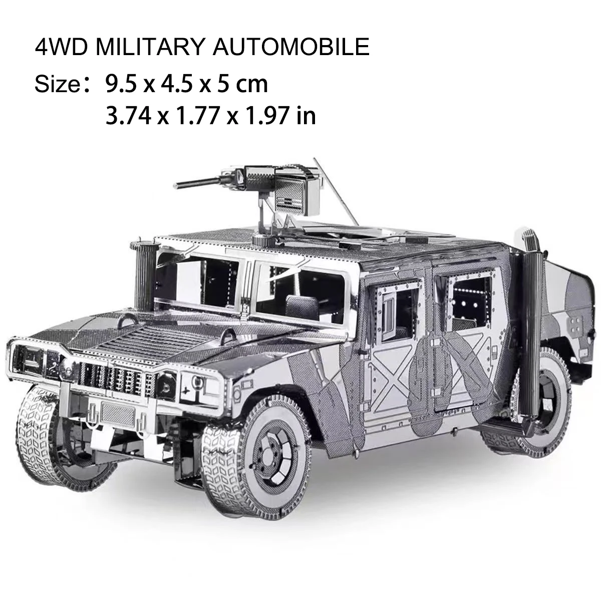 Фото 3D-металлический пазл: модель военного автомобиля 4WD, сделай сам, 3D-лазерная резка, сборная модель-пазл, игрушка, украшение для рабочего стола, подарок для аудита. №5
