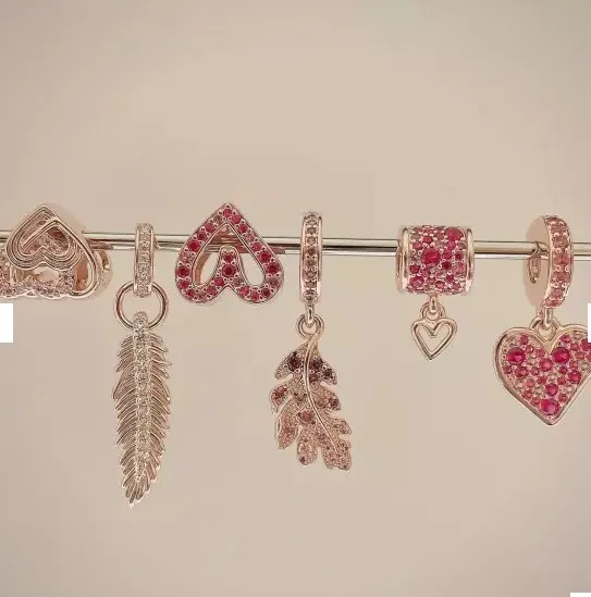 Pandora-Breloques pendantes en argent regardé 925 pour femme, breloques pendantes, plume de Rotterdam, bracelet à bricoler soi-même, accessoires de mode de niche, cadeaux