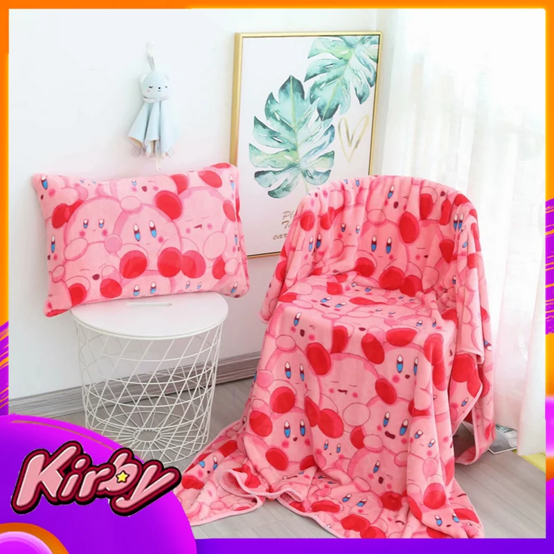 

Kawaii Kirby фланелевое одеяло аниме мультфильм милый розовый/красный офисный ворс кондиционер одеяло для одного человека покрывало подарки