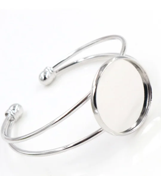 

High Quality 20mm 25mm 2 Colors Plated Bangle Base Bracelet Blank Findings Tray Bezel Setting Cabochon Cameo