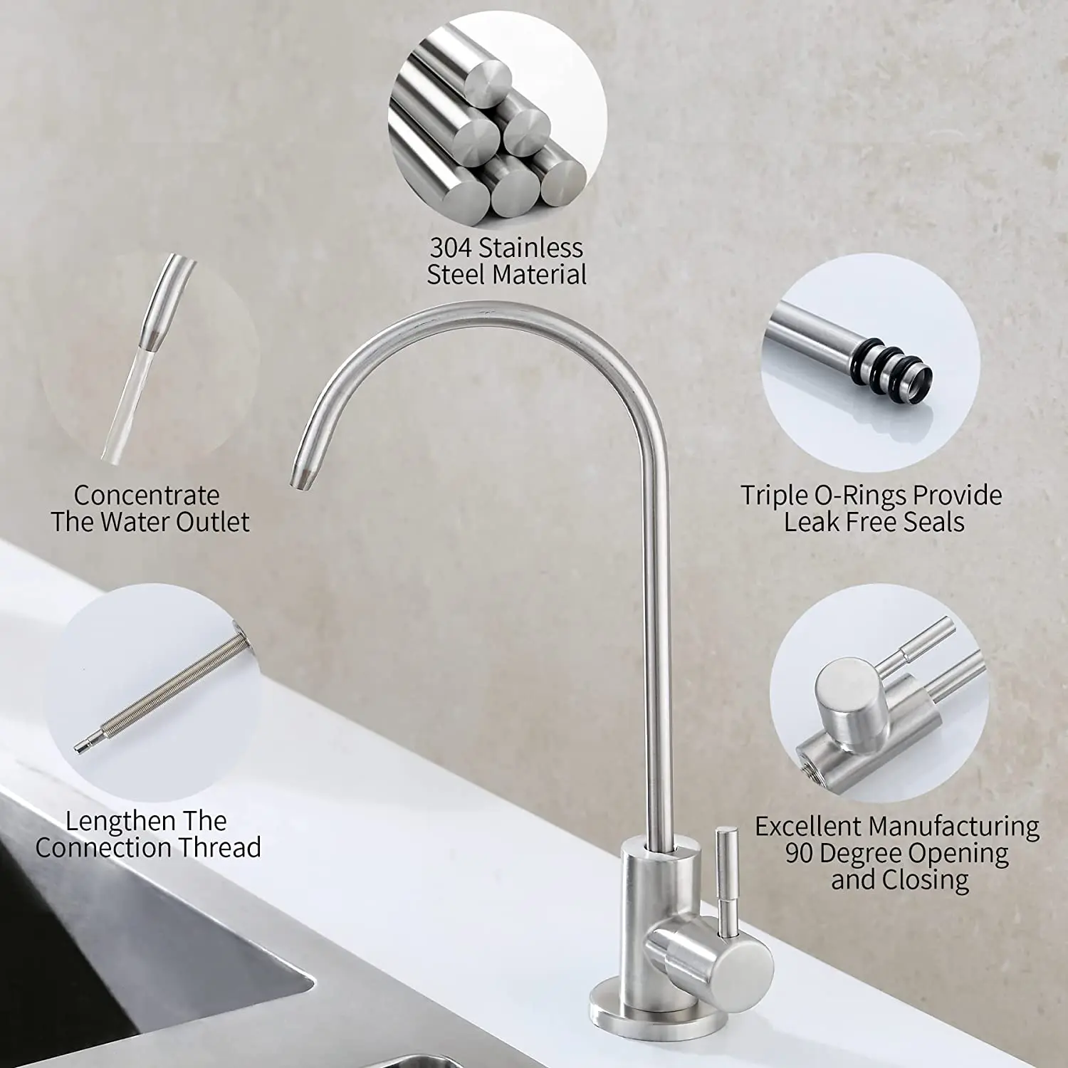 ATWFS Очиститель воды Смесительное устройство с фильтром RO Кухонный очиститель без