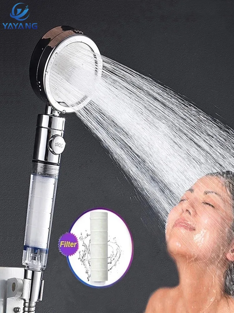 

3 Mode Shower Head Adjustable with Filter High Pressure Water Saving Adjustable Flow One-key Stop Water ECO Rainfall Shower Head