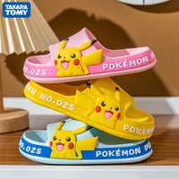 pokemon spring summer slippers for children 2022 new cute pikachu flip flops cartoon figure non slip sandals kids birthday gift