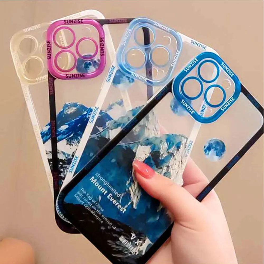 

Snow Mountain Sunset Phone Case For iPhone 13 12 Mini 11 14 Pro Max XR X XS Max 7 8 Plus Soft Shockproof Bumper Clear Back Cover