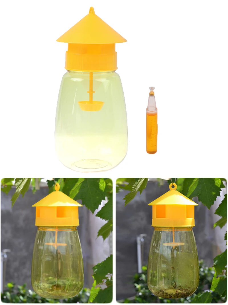 

Fruit Fly Trap Bottle With 1/5/10Pcs Attractant Garden Ranch Orchard Trap Flay Catcher No-Poison Hanging Tree Pest Control Tool