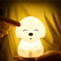 dog led night light touch sensor remote control 16 colors dimmable usb rechargeable silicone puppy lamp for children baby gift
