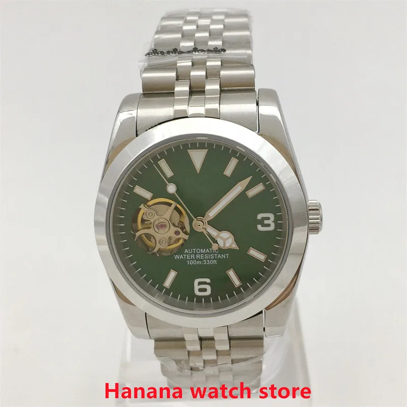 Зеленый светящийся циферблат с черепом NH38A 36 мм/39 мм Japan NH38 автоматический мужской