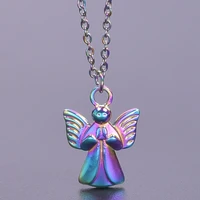 angel wings pendant stainless steel necklace for women men accessories fashion jewelry chain neck kpop necklaces couple gift