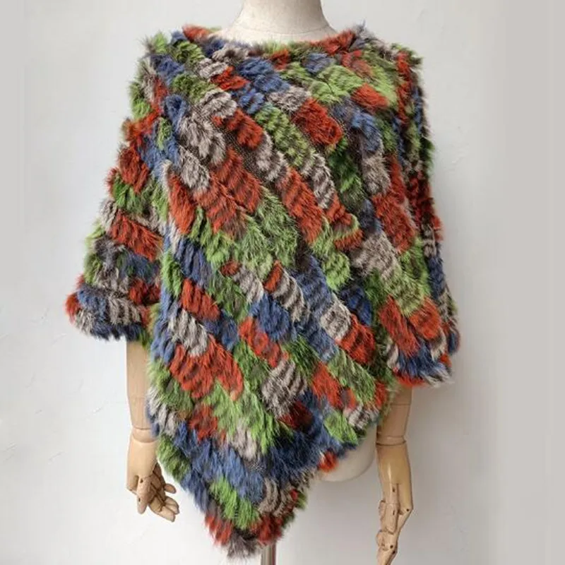 Женская зимняя шаль из кроличьего меха